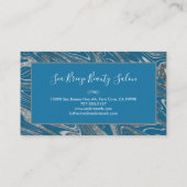 Girly Blauwgroen Blue Silver Marble Glitter Monogr Visitekaartje (Achterkant)