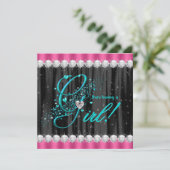 Girly Blauwgroen en Hot Pink Baby shower Kaart (Staand voorkant)