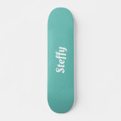 Girly blauwgroen en wit gepersonaliseerde naam ska persoonlijk skateboard (Voorkant)
