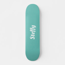 Girly blauwgroen en wit gepersonaliseerde naam ska persoonlijk skateboard