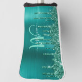 Girly Blauwgroen Geborsteld Metaal Dripping Glitte Golfheadcover (Draai 90)