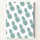 Girly Blauwgroen Glitter Ananas Naam Patroon Notitieboek (Achterkant)