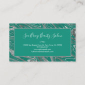 Girly Blauwgroen Green Silver Marble Glitter Monog Visitekaartje (Achterkant)