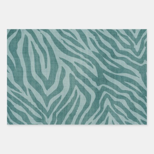 Girly Blauwgroen Groen Rood Zebra Print Inpakpapier Vel (Voorkant)