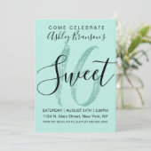 Girly Blauwgroen Mint Green Sequin Glitter Sweet 1 Kaart (Staand voorkant)