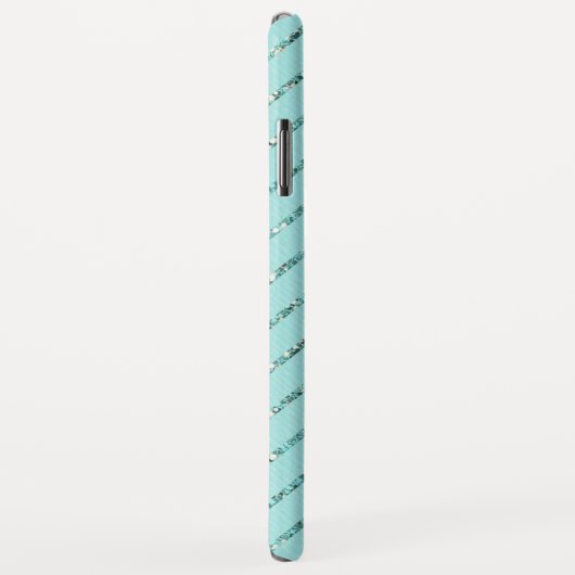 Girly Blauwgroen Turqoise Glitter Stripes Monogram Case-Mate iPhone Case (Achterkant/rechts)