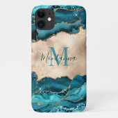 Girly Blauwgroen Turquoise & Gold Agaat Stone Mono Case-Mate iPhone Case (Achterkant)