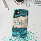 Girly Blauwgroen Turquoise & Gold Agaat Stone Mono Case-Mate iPhone Case