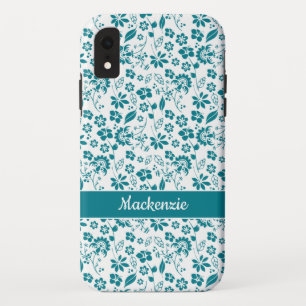 Girly Blauwgroen Turquoise Tropical Floral Pattern Case-Mate iPhone Case