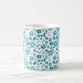 Girly Blauwgroen Turquoise Tropical Flowers Monogr Koffiemok (Center)