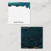 Girly Blauwgroen Velvet Agate Geode Script Square  Notitiekaartje (Voorkant / Achterkant)