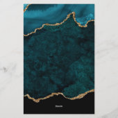 Girly Blauwgroen Velvet Agate Geode Script Typogra Briefpapier (Achterkant)