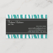 Girly Blauwgroen Zebra Print Visitekaartje (Achterkant)