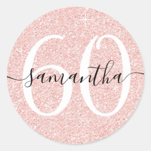 Girly Bleek Roos Gold Faux Glitter Personalized 60 Ronde Sticker