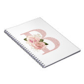 Girly Bleek Roos Gold Glitter Floral Monogram B Notitieboek (Rechterzijde)