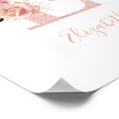 Girly Bleek Roos Gold Glitter Floral Monogram E Poster (Hoek)