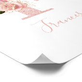 Girly Bleek Roos Gold Glitter Floral Monogram F Poster (Hoek)