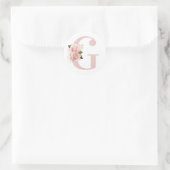 Girly Bleek Roos Gold Glitter Floral Monogram G Ronde Sticker (Tas)