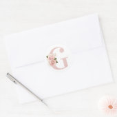 Girly Bleek Roos Gold Glitter Floral Monogram G Ronde Sticker (Envelop)