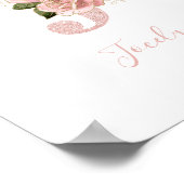 Girly Bleek Roos Gold Glitter Floral Monogram J Poster (Hoek)