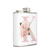 Girly Bleek Roos Gold Glitter Floral Monogram K Heupfles (Rechts)