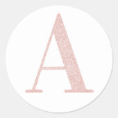 Girly Bleek Roos Gold Glitter Monogram A Ronde Sticker (Voorkant)