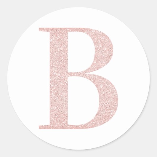 Girly Bleek Roos Gold Glitter Monogram B Ronde Sticker (Voorkant)
