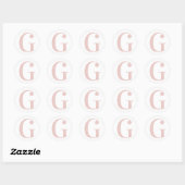 Girly Bleek Roos Gold Glitter Monogram G Ronde Sticker (Vel)