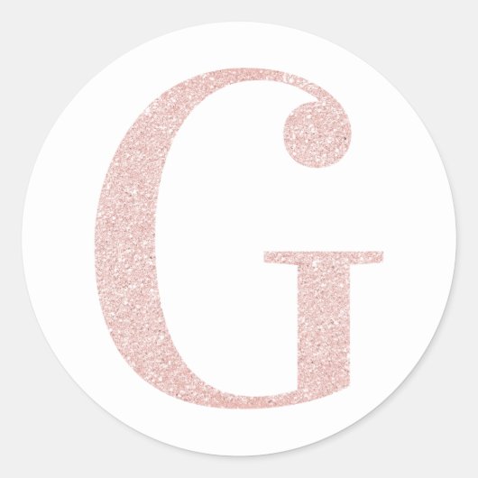 Girly Bleek Roos Gold Glitter Monogram G Ronde Sticker (Voorkant)