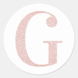 Girly Bleek Roos Gold Glitter Monogram G Ronde Sticker