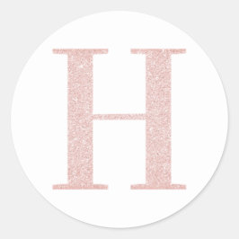 Girly Bleek Roos Gold Glitter Monogram H Ronde Sticker
