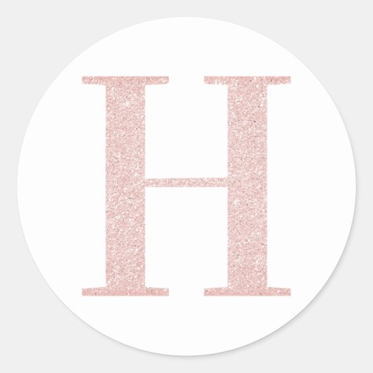 Girly Bleek Roos Gold Glitter Monogram H Ronde Sticker (Voorkant)