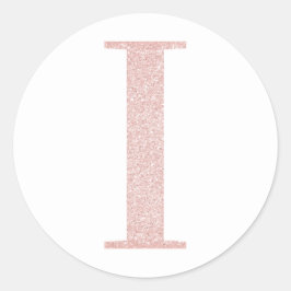 Girly Bleek Roos Gold Glitter Monogram I Ronde Sticker