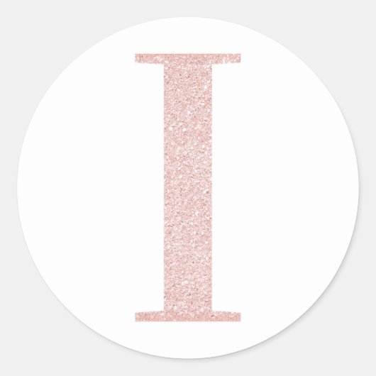 Girly Bleek Roos Gold Glitter Monogram I Ronde Sticker (Voorkant)