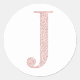 Girly Bleek Roos Gold Glitter Monogram J Ronde Sticker