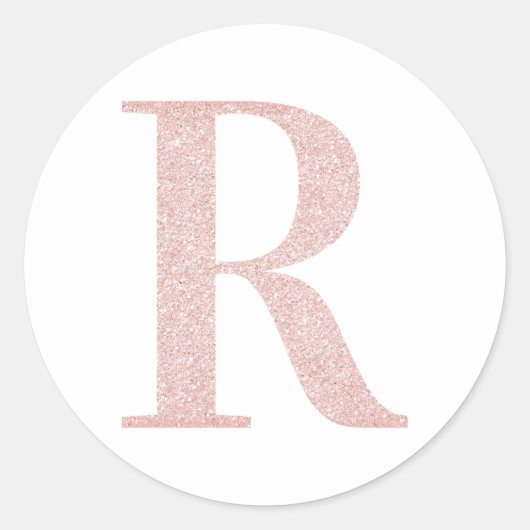Girly Bleek Roos Gold Glitter Monogram R Ronde Sticker (Voorkant)