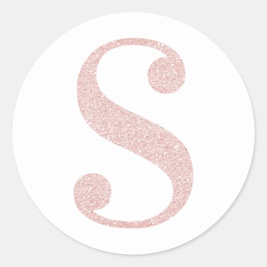 Girly Bleek Roos Gold Glitter Monogram S Ronde Sticker (Voorkant)