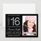 Girly Bling Diamond en Silver Glitter Sweet 16 Kaart (Voorkant / Achterkant)