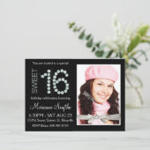 Girly Bling Diamond en Silver Glitter Sweet 16 Kaart (Staand voorkant)