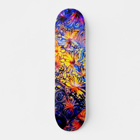 Girly Bloemen Blauwe Godin Kunst Skateboard Deck (Voorkant)
