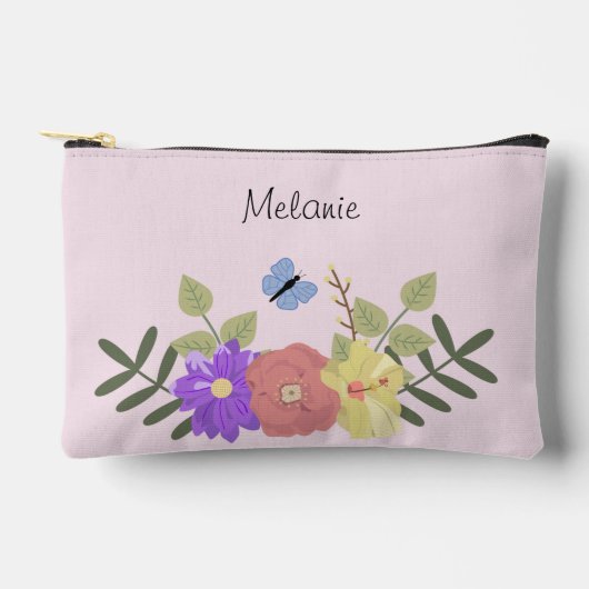 Girly Bloemen en Vlinder Roze Gepersonaliseerd Etui (Voorkant)