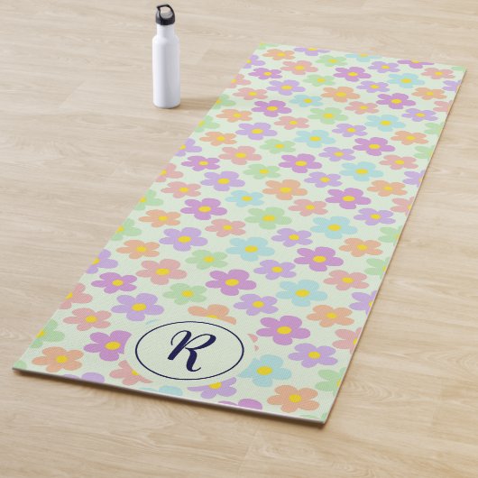 Girly Bloemen Met Retro Daisy Bloemen Groene Gym Yogamat (In situ)