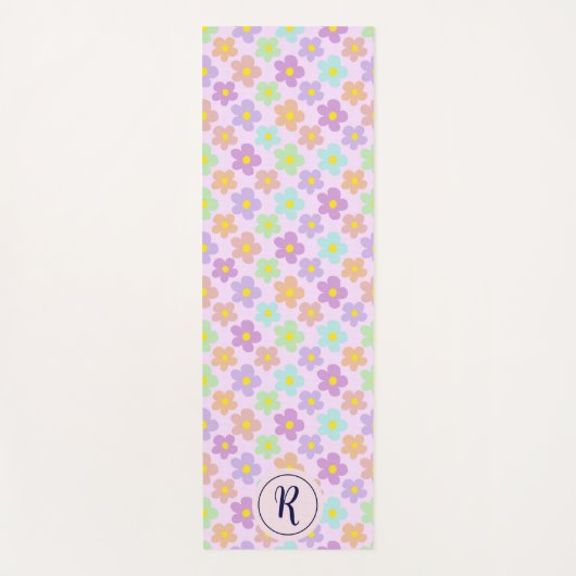 Girly Bloemen met Retro Daisy Flowers Gym Yogamat (Voorkant)