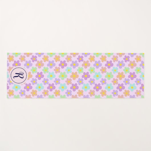 Girly Bloemen met Retro Daisy Flowers Gym Yogamat (Voorkant (horizontaal))