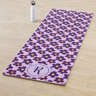 Girly Bloemen met Retro Daisy Flowers Paarse Gym Yogamat