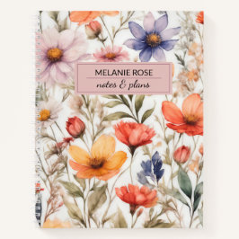 Girly Bloemen Wildbloemen | Gepersonaliseerd ontwe Notitieboek