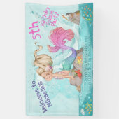 Girly Blonde Turquoise Pink Mermaid Birthday Spandoek (Verticaal)
