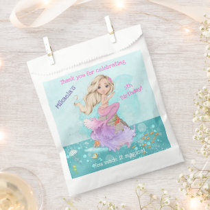 Girly Blonde Zeemeermin Verjaardag Bedankt Bedankzakje