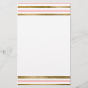 Girly bloost het Roze, Witte en Gouden Patroon van Briefpapier