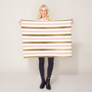 Girly bloost het Roze, Witte en Gouden Patroon van Fleece Deken